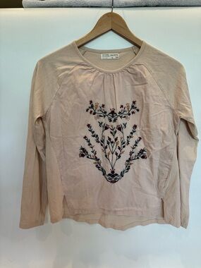 Zara soft collection sz 13/14 Pale Blush Embroidered Long-Sleeve Top